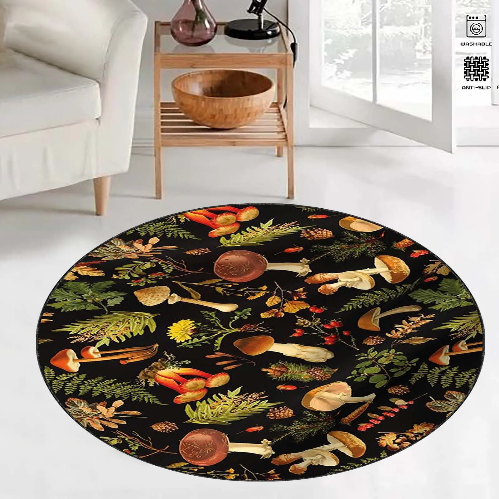 

Mushroom plant fern Area Rugs Floor Carpets for Living Room Bedroom non-slip Decor Carpet Soft Flannel Home Bedside Floor Rug