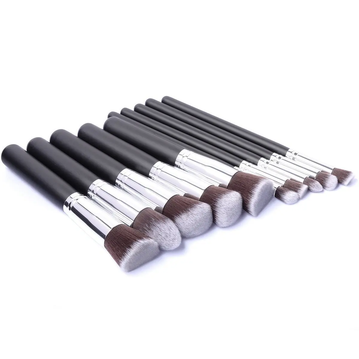 Ensemble de pinceaux de maquillage synthétiques souples professionnels, brosses cosmétiques pour fond de teint, ombre à paupières, mélange de beauté, 10 pièces