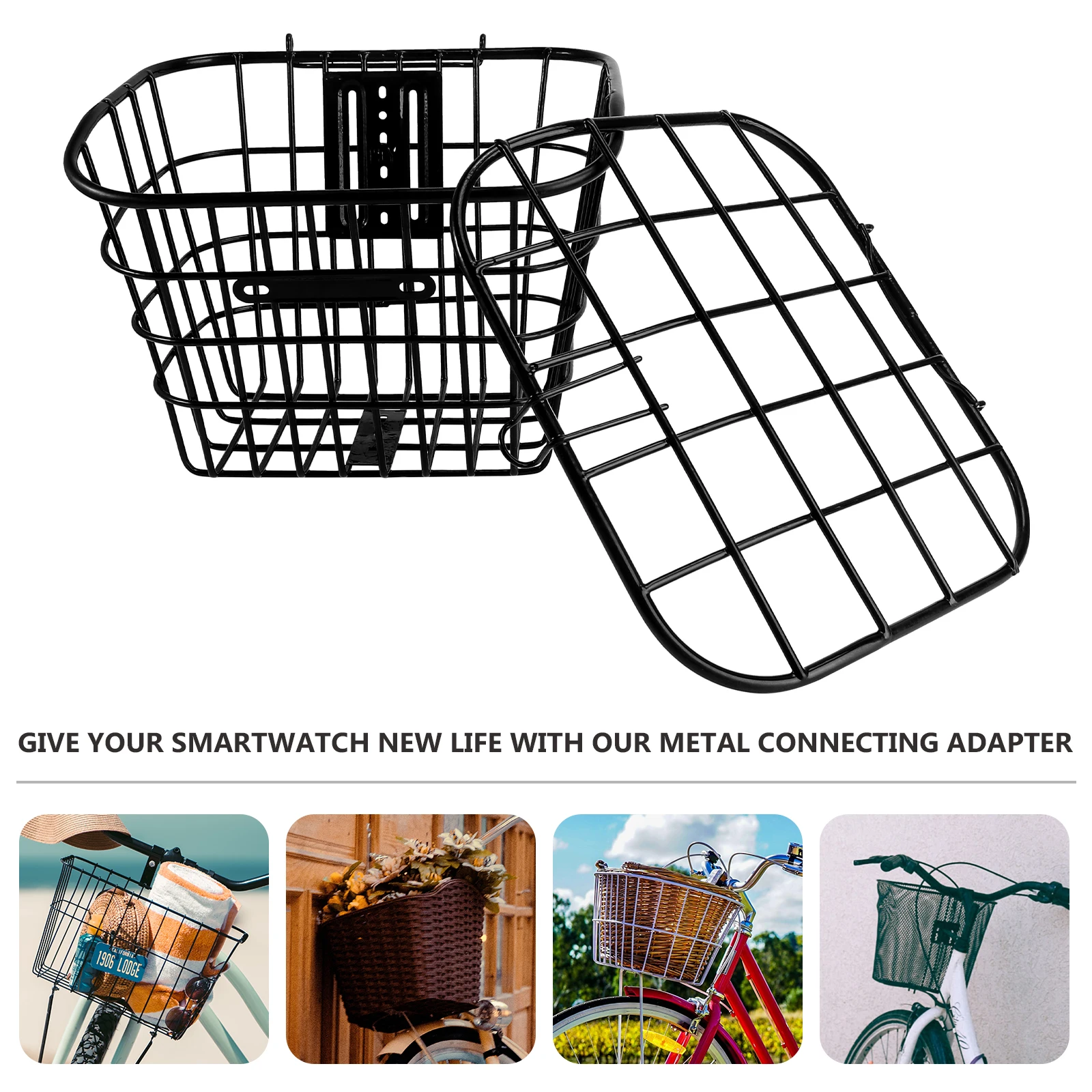 

1pc Stainless Steel Bike Basket Large Capacity Storage Wire Gadget Corrosion Proof Handlebar Electric Vehicle Accessory Durable