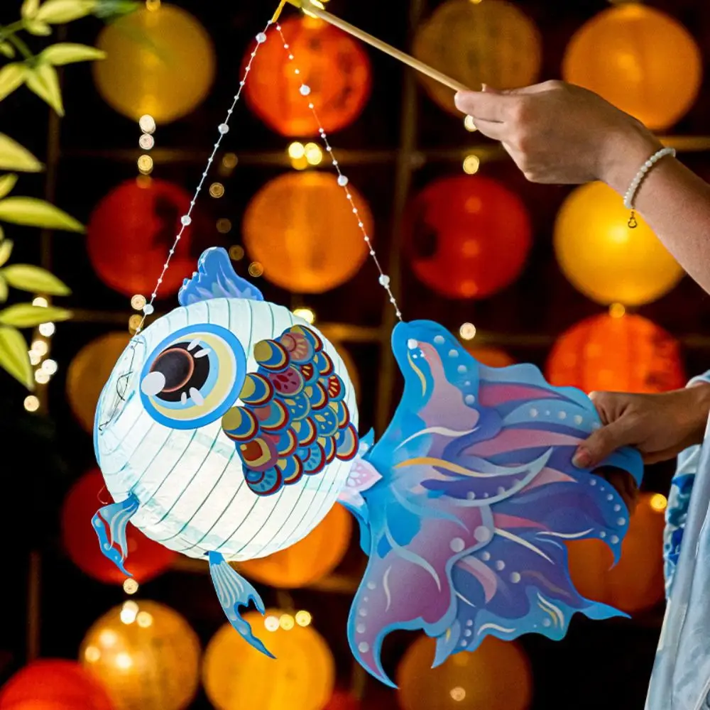 Cartoon Goldfish Mid-Autumn Festival Lantern Material Package Handmade Mid-Autumn Festival DIY Lantern Koi Lantern Festival