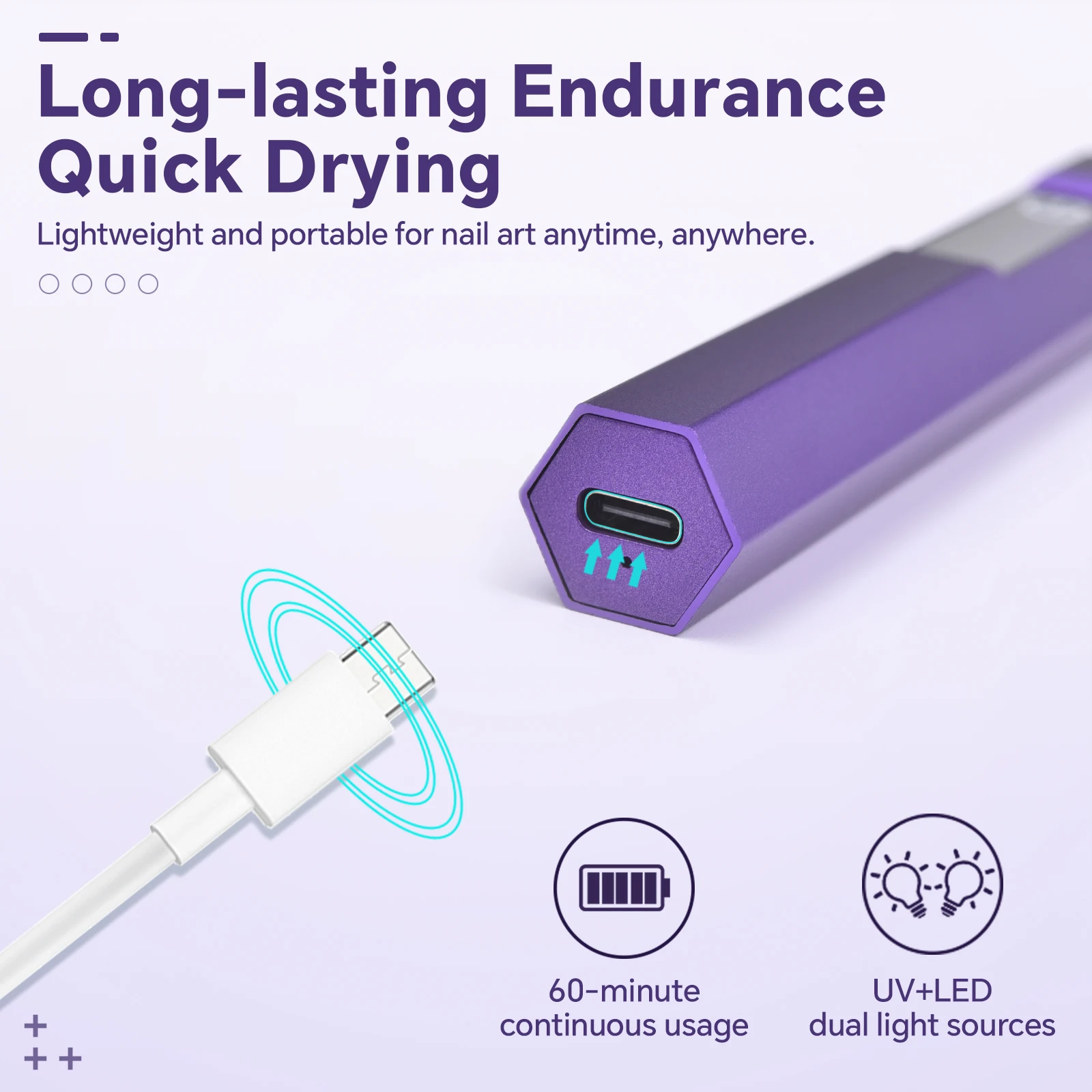 UV Led Nail Lamp For Drying Mini Handheld Nail Polish Dryer Varnish Purple Grey KADS USB Hand Light Professional Nail Art Tools