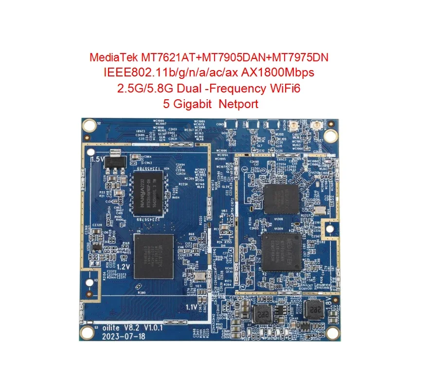 Oolite V8.2 MT7621 MT7905 MT7975 Wireless Module MT7621A WiFi 6 Core module AX1800Mpbs  Dual frequency 2.4G 5.8G  Router modulle