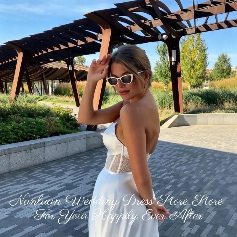 26 Styles Illusion Waist Corset Wedding Dress Strapless Fold V Neck A Line High Slit Chapel Train Vestidos de Novia Customized