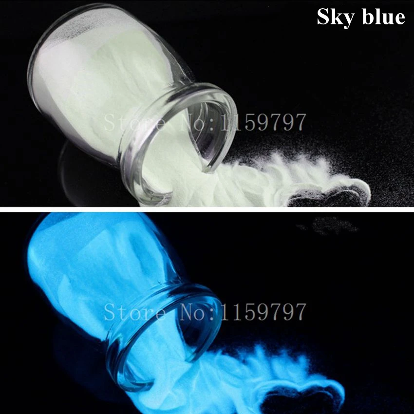 50g/lot Sky-blue Color photoluminescent powder Luminous phosphor Pigment for DIY Paint Print Glow in dark Powder Dust