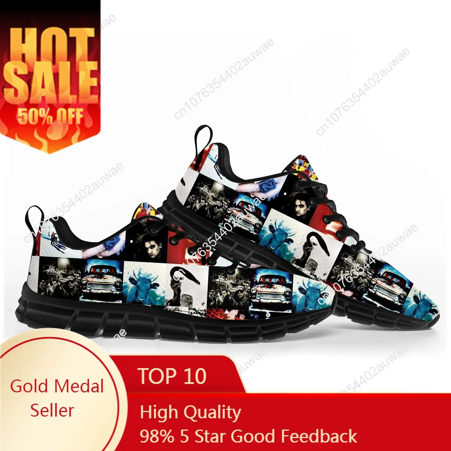 Unisex U2 Rock Band Sneakers, punk calçados esportivos, homens, mulheres, adolescentes, crianças, crianças, casual, personalizado, alta qualidade, casal, moda