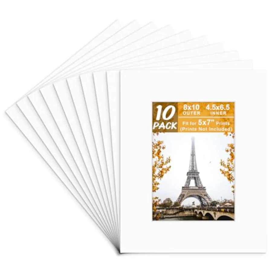

Golden State Art, 8x White Picture with White Core Bevel Cut for 5x7 Pictures of