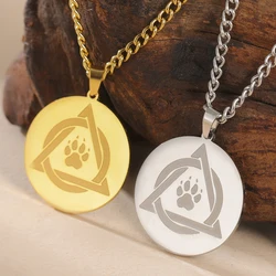 Dawapara Therian Symbol Necklace Norse Wolf Claw Animal and Nature Vintage Men Necklace Stainless Steel Jewelry