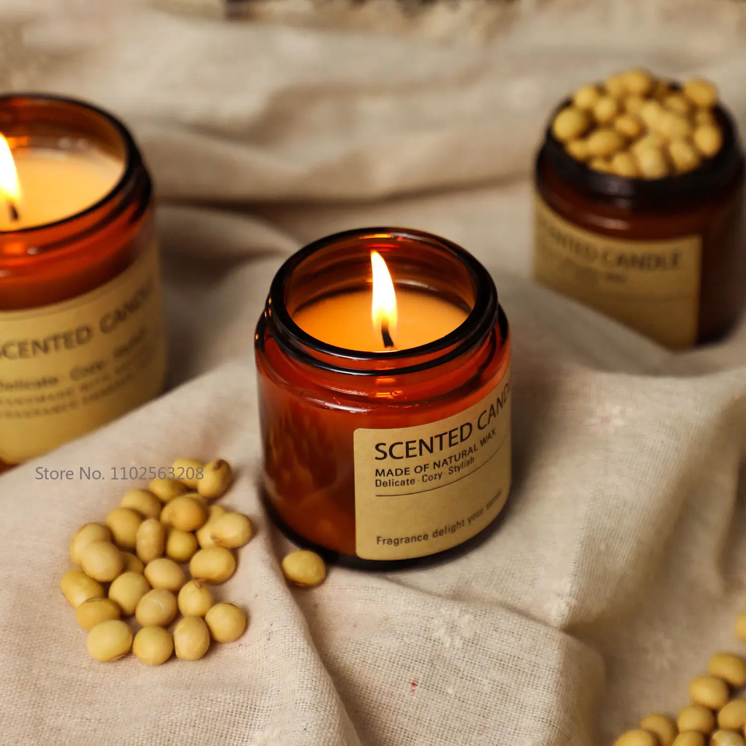 Creative Brown Diy Candle Empty Cups With Black Lids Glass Jars Bottle Handmade Dessert Scented Candles Glass Empty Jars
