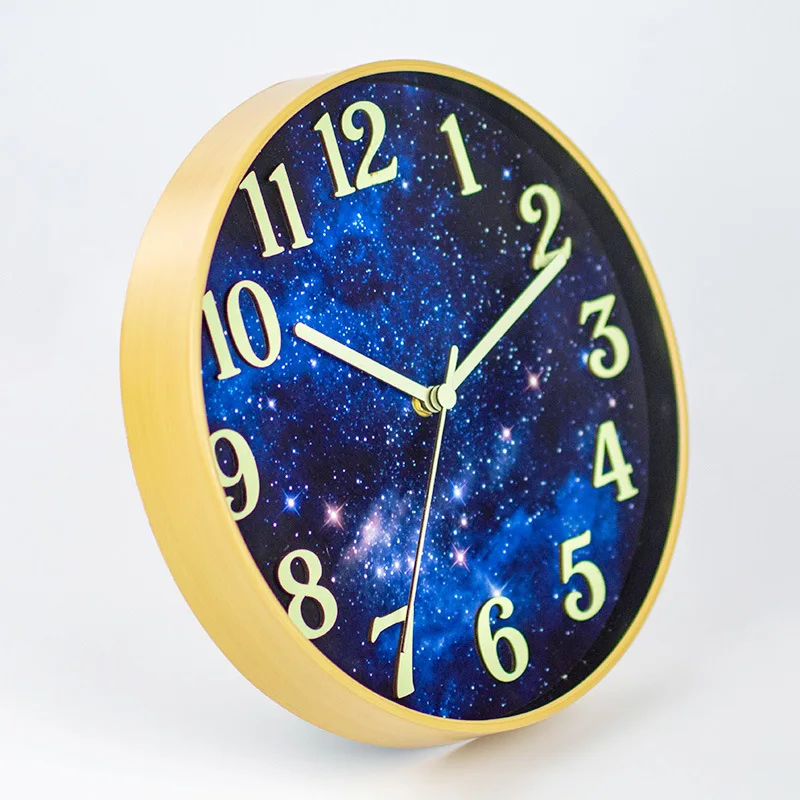 Interstellar imitation wood grain luminous three-dimensional luminous wall clock silent clockpersonalized creative hanging clock