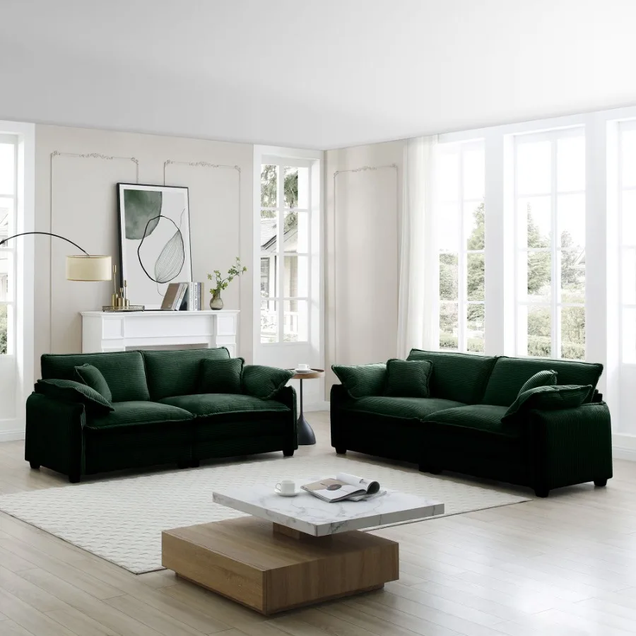 

Modern Living Room Sofa TwoPiece Set Suitable for Living room and Bedroom Sofa Set Consists of two pieces of 2 Seater Sofa Gree