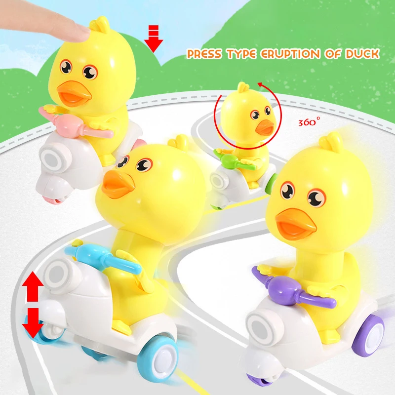 

1Pcs Cute Press Pull Back Small Yellow Duck Toy Car Cartoon Inertia Moe Moe Duck Motorbike Toys Fun Children Toys Birthday Gift