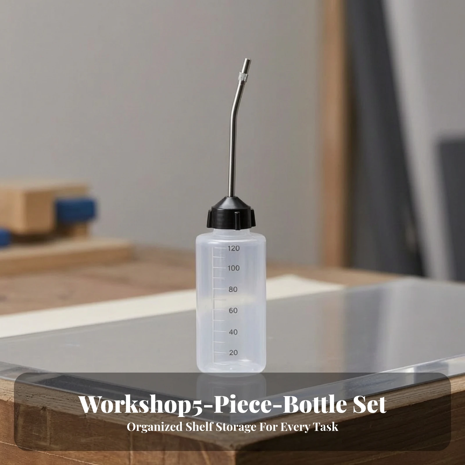 5 Pieces Oil Dispenser Clear Precision Oiler with Curved Nozzle Graduated Press Bottle with Funnel Long-Lasting