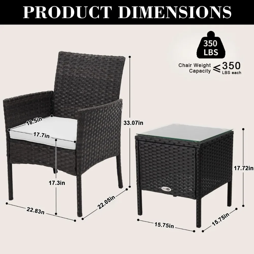 3 Stück Terrassen möbel Set, Veranda Rattan Korbs tühle mit Couch tisch