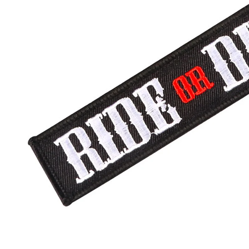 1PCS Car Keychains RIDE OR DIE Embroidery Letter Key Chain Bijoux Gifts Porte Clef Customized Key Ring Key Chain For Motors Cars