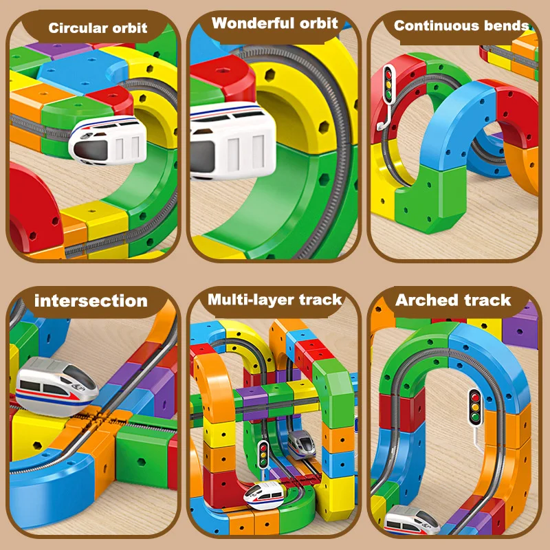 ชุดรางรถไฟแม่เหล็กไฟฟ้าพร้อมรถไฟต้านแรงโน้มถ่วง ของเล่น STEM สร้างสรรค์ รางรถไฟ DIY สำหรับเด็ก ของขวัญ