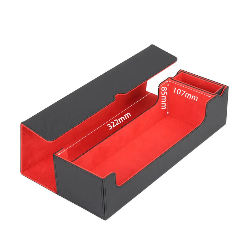 ~ صندوق مكتب 450 بطاقة صندوق مكتب بطاقة صندوق تخزين صندوق سطح السفينة المغناطيسي بولي Leather صندوق سطح السفينة من الجلد لألعاب بطاقة التداول #1