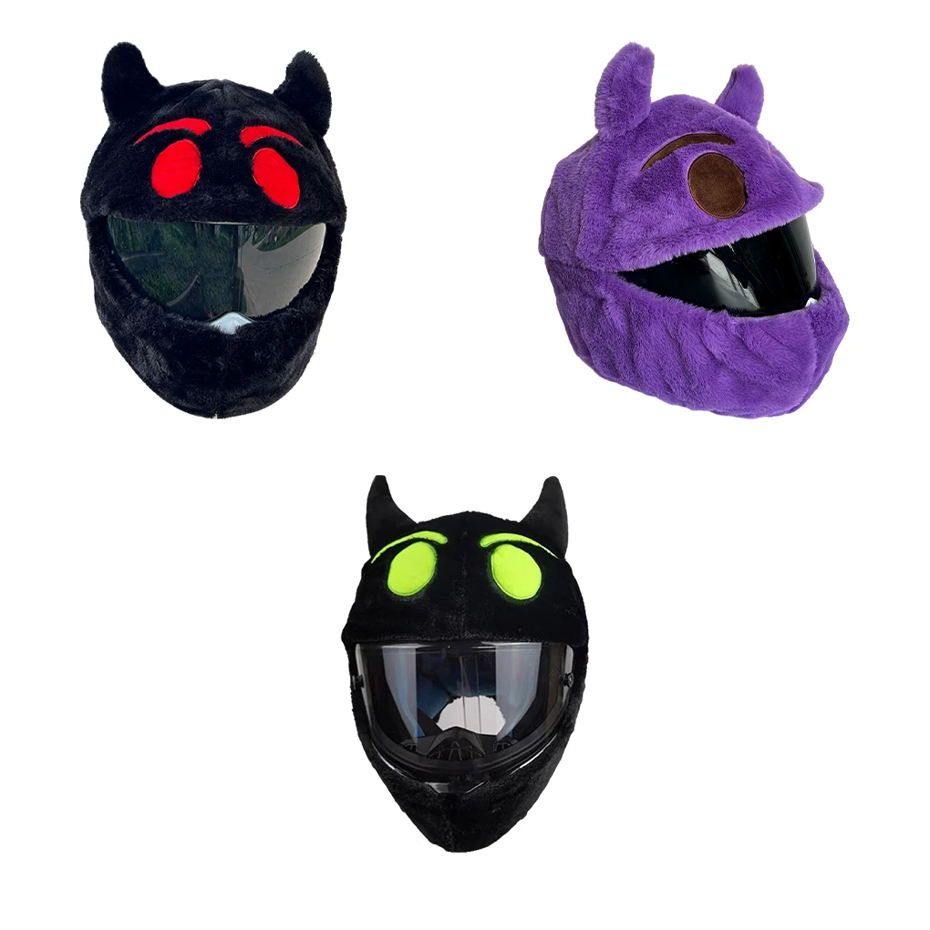 خوذات الدراجات النارية المضحكة ذات الرسوم المتحركة القطيفة، أغطية خوذات الدراجات النارية الواقية، أغطية الوجه الكامل لحفلات الخوذات الإبداعية #3