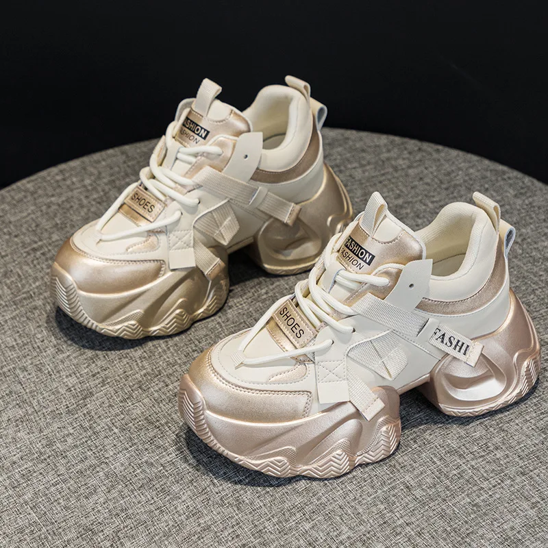 

Genuine Leather Casual Women's Shoes Outdoor Platform Shoes for Women Dad Shoes Vulcanized Breathable Tennis