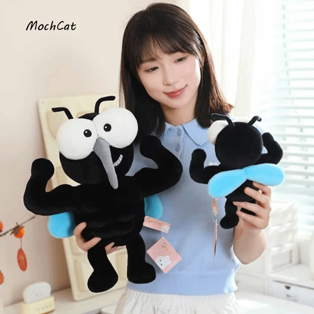 Soft Plush Mosquito Plush Toy Funny Design Muscular Style Muscle Mosquito Plush Black Blue Color Insect Plush Toy