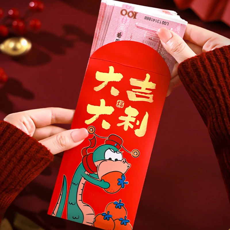 6PCS Snake Year Red Envelopes Hongbao Red Pocket For New Year Spring Festival Birthday Marry Red Gift Money Envelopes Chinese