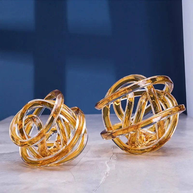 

Статуэтка с витой катушкой, прозрачная стеклянная цепочка, скульптура, украшение для стола, украшения для комнаты, эстетический декор, современное произведение искусства