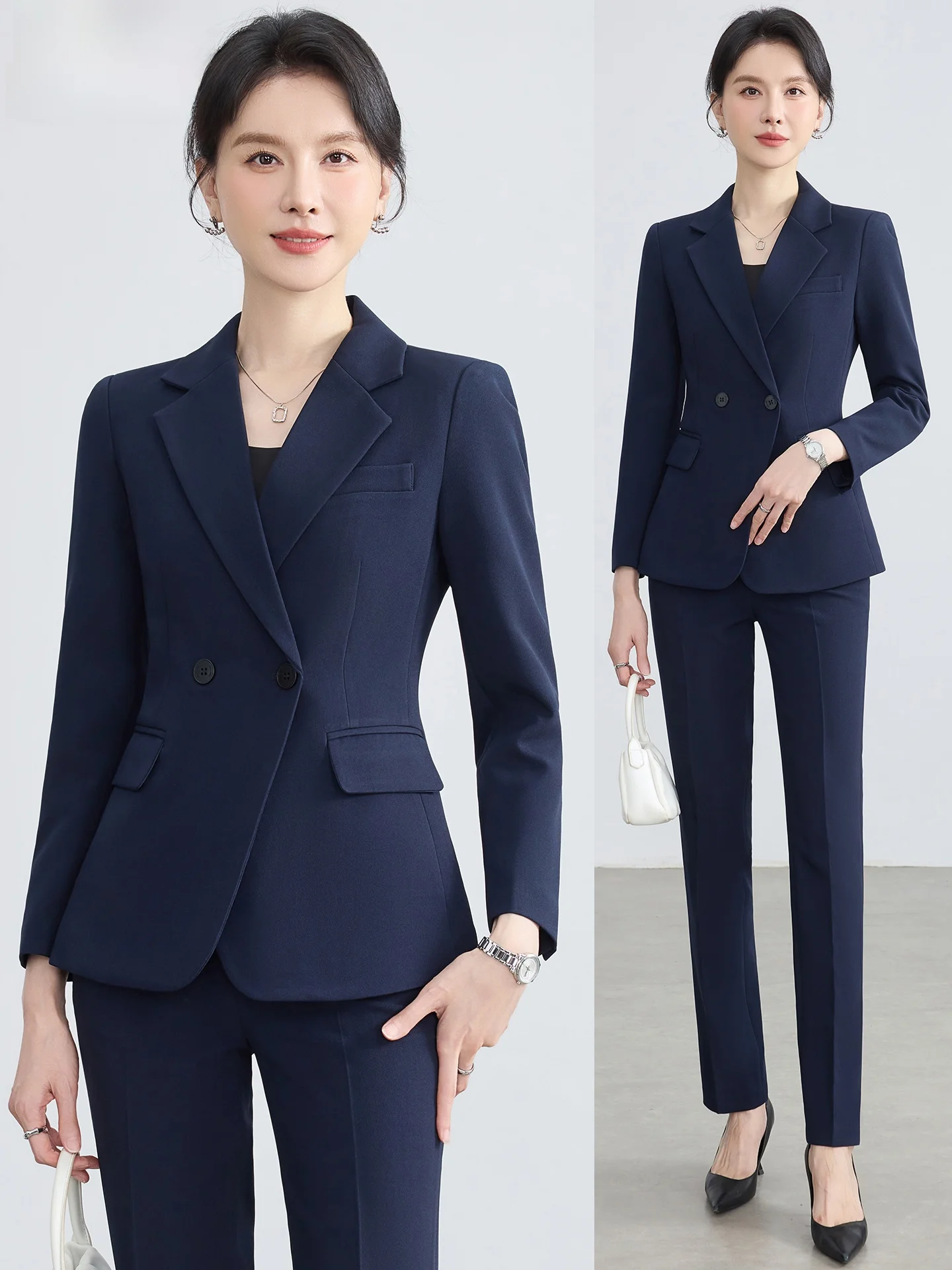 

Professional Women's Suit Set Spring Elegant Waist-Cinching Formal Commute Workwear High-End Hotel Manager Uniform