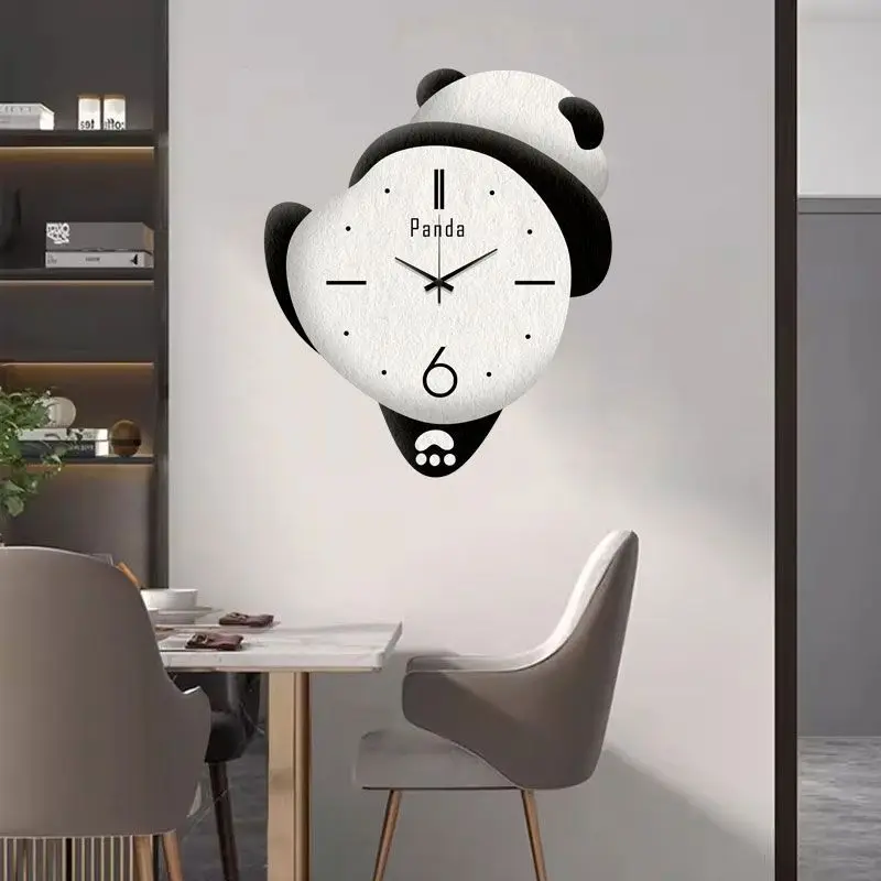 Imagem -04 - Relógio de Parede dos Desenhos Animados para Quarto das Crianças Silencioso sem Soco Relógio Panda Bonito Decoração do Quarto da Família