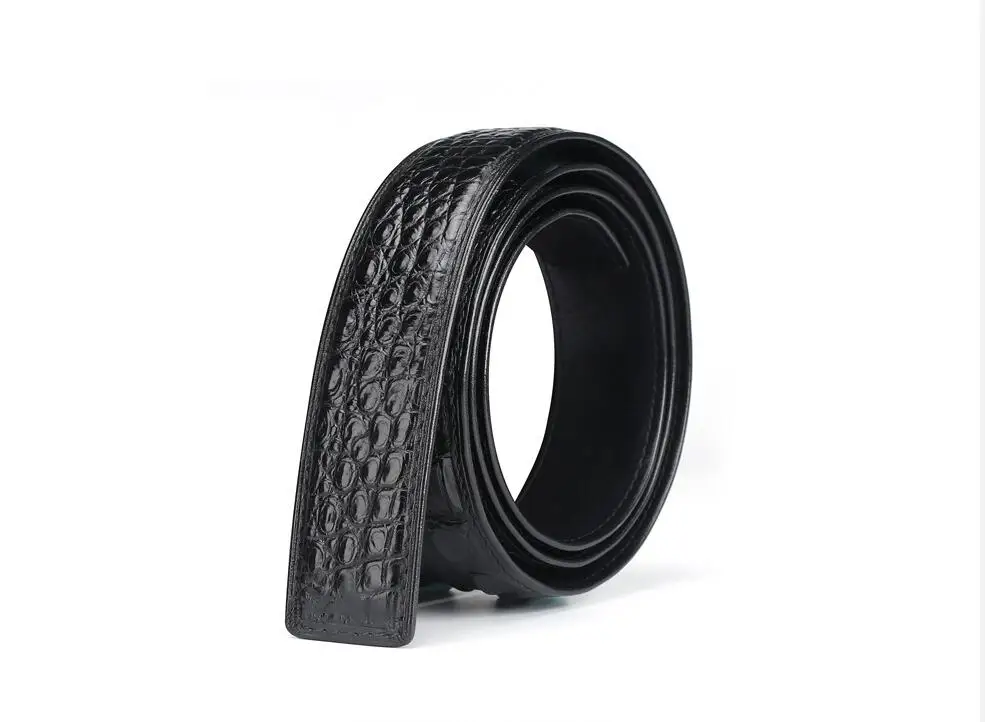 2025 genuine crocodile skin men belt with stainless steel buckle hardware gold/silver cow skin lining black brown colors