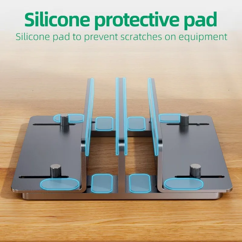 Verstellbarer Laptop-Ständer mit doppeltem Clip, Laptop-Ständer mit Silikon-Pad, platzsparende Schreibtischhalterung für Telefon, MacBook, Mac, Mini, M4-Konsole