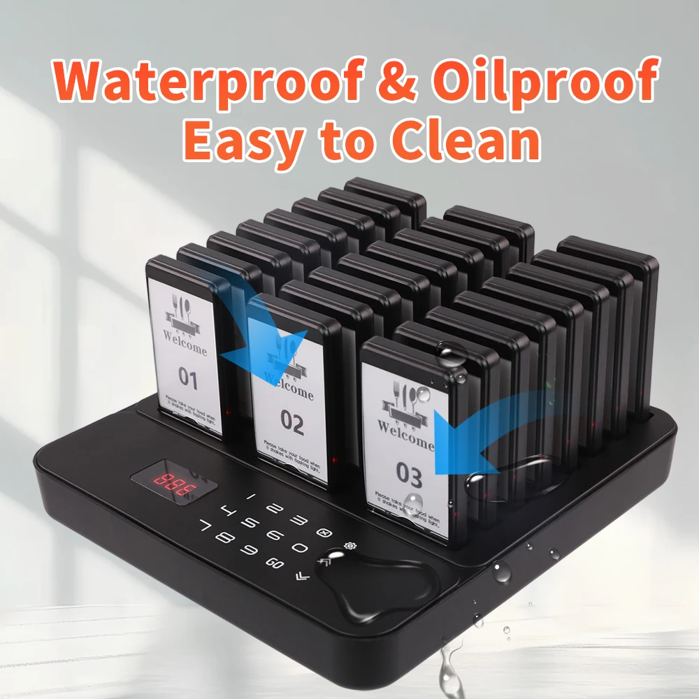 

2025 hot sale Wireless Restaurant Pager System Buzzer Calling System 24 Beepers Pagers for Food Truck Fast Food Court Shop Bar C