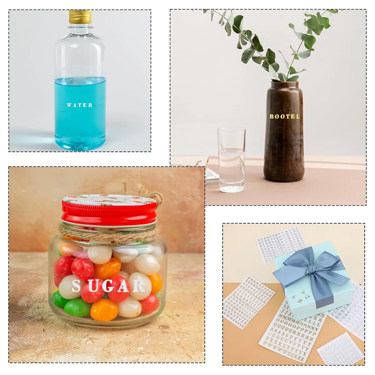 정성적 12 시트 문자 수지 스티커, 작은 알파벳 숫자 스티커, 합금, 자체 접착, 금색 및 은색, 3mm/4.5mm Ta