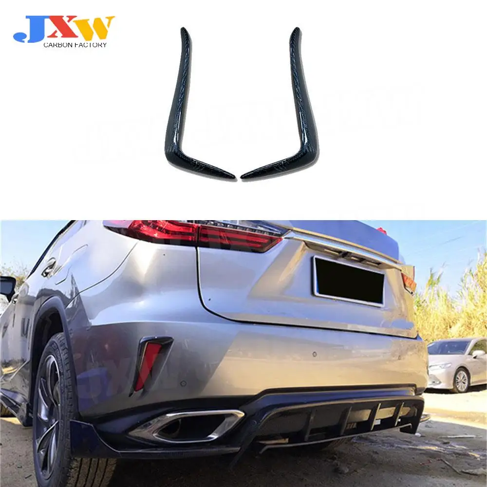 Carbon Fiber Rear Bumper Side Canards Foglamp Reflective Strip Trim Covers For Lexus RX300 RX450H 2016-2020 Car Styling