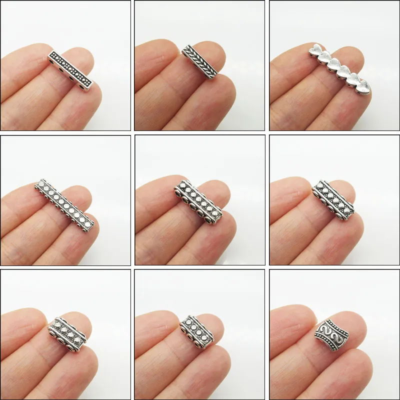 New Retro Flower Holes Bar Connectors Antiqued Silver Plated Space Beads For Gifts Jewelry