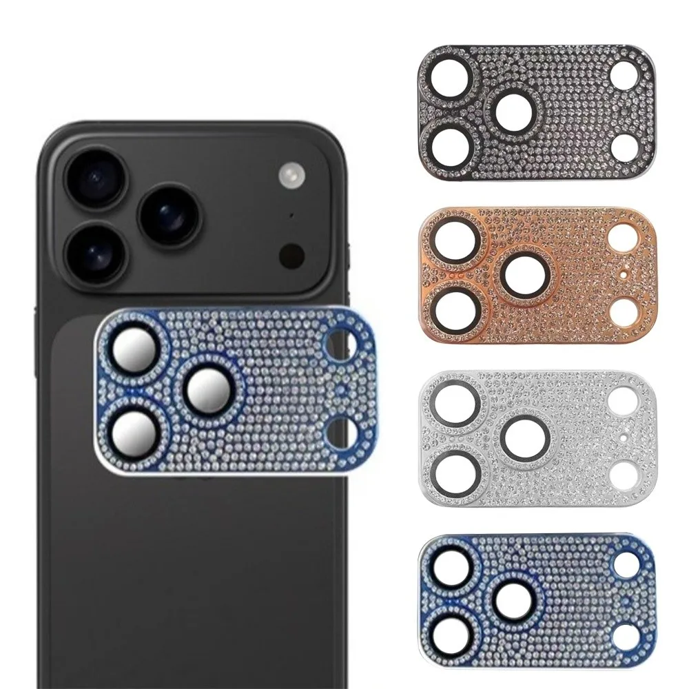 Hollow out Diamond Encrusted Lens Protector Orange Full Cover Camera Lens Cover Anti Scratch HD for iPhone 17Pro/17 Pro Max