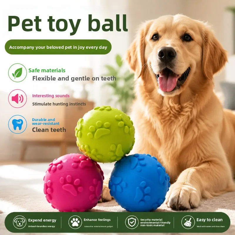 Thick and durable rubber pet sound elastic ball with sturdy and bite-resistant footprints. Suitable for various applications.