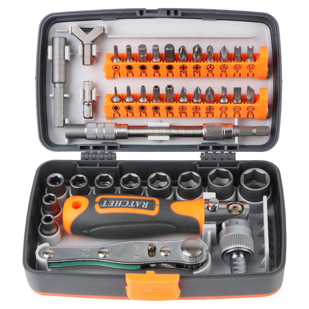 

38 in 1 1 set Screwdriver Set Household Hand Tool Multifunctional Plum Shaped Rice Word Ratchet Screwdriver Box Magnetic