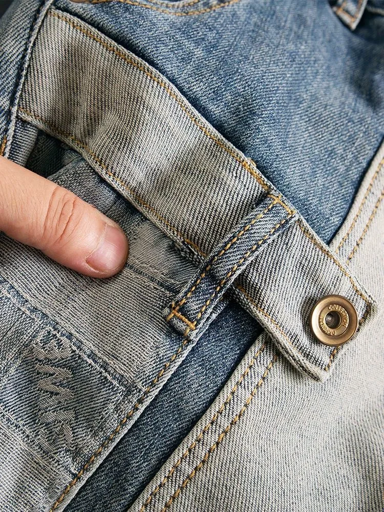 秋と春のファッションアメリカンヴィンテージストレートレッグ弾性デニムパンツメンズカジュアル快適なスポーツ高品質ジーンズ