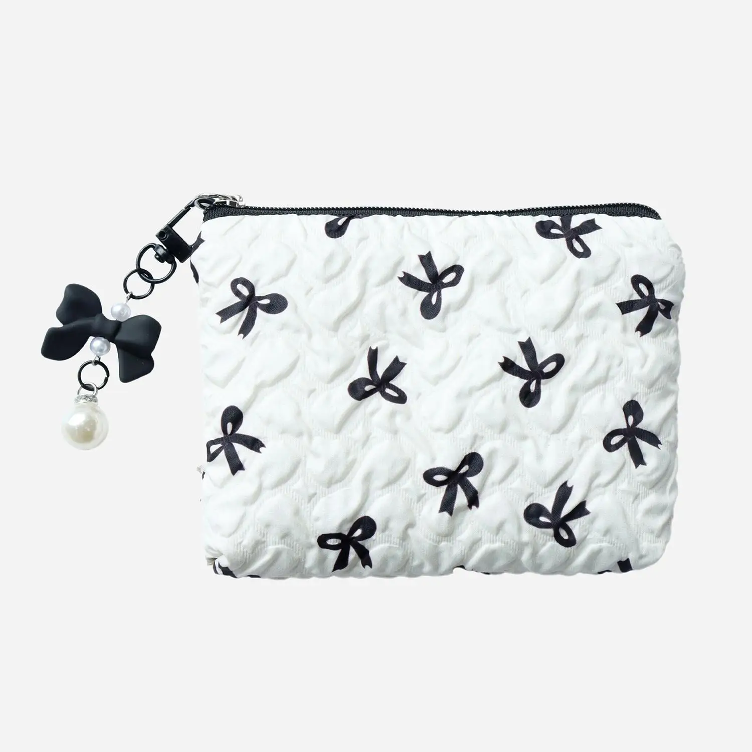 Trousse de maquillage en coton avec petit nœud pour femmes, trousse de maquillage portable, poudres de toilette, trousse de maquillage pour filles, trousse de voyage, haute capacité d'évaluation, mignon