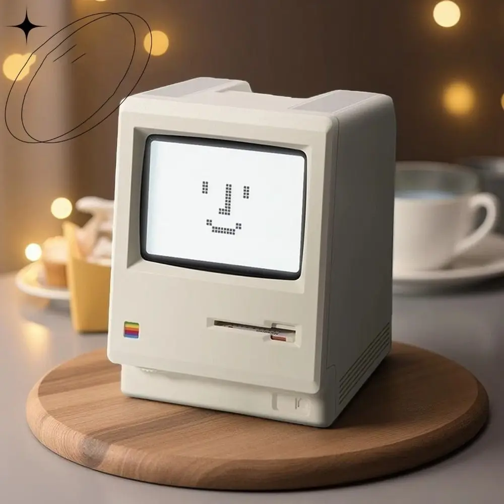 New Computer-Inspired Retro MacLock Clock Calendar Temperature Desk Clocks Wake-Up Tool Adjustable Brightness Pixel Alarm Clocks