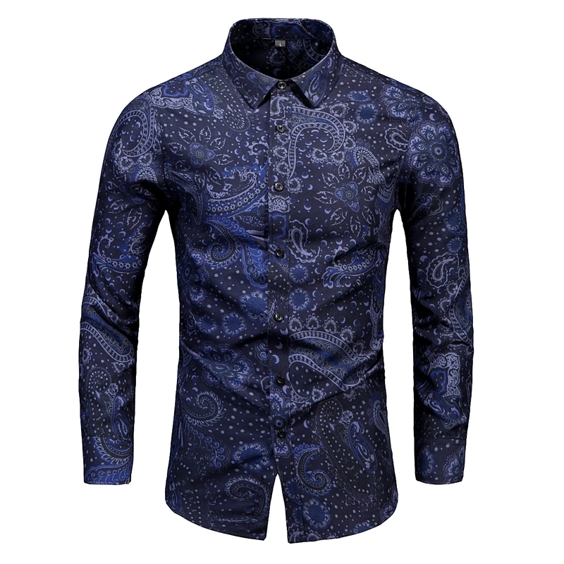 

plus Size Men's Long Sve Floral irt Stand Collar Faion Urban Sle Printed Loose Fit Beachwear Autumn Season Casual irt