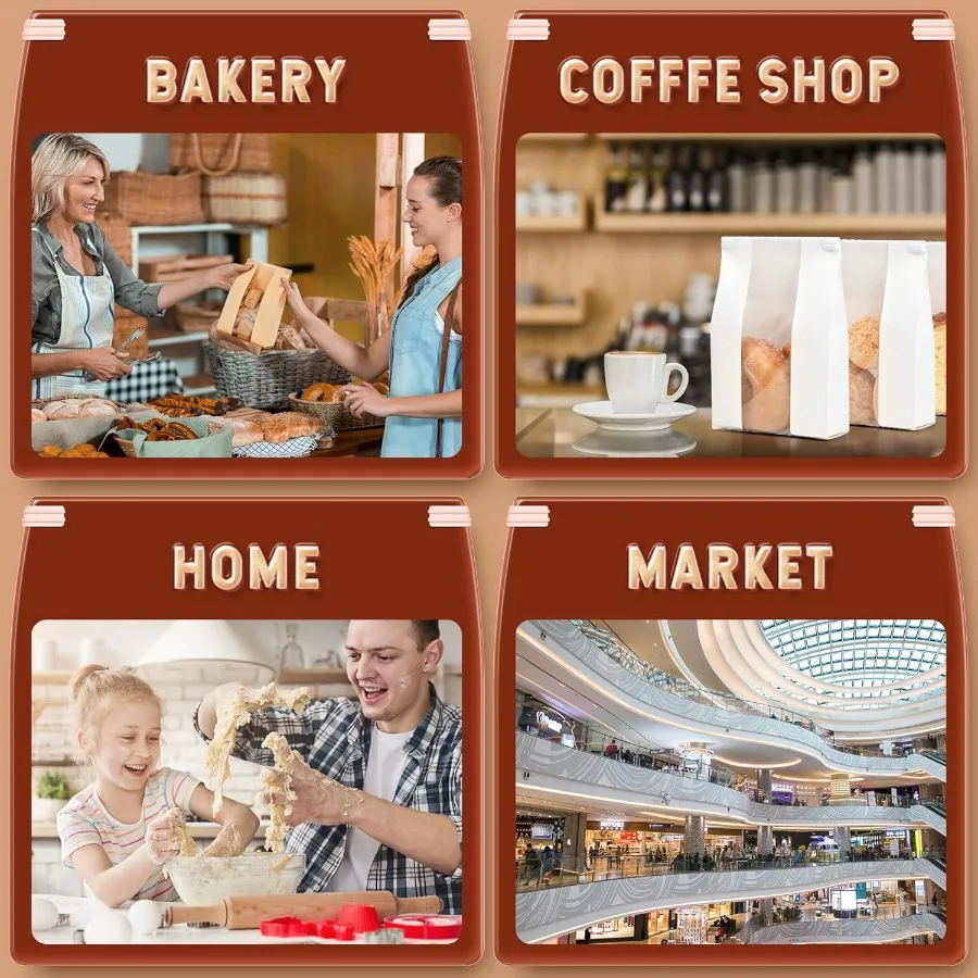 30 كيسًا كبيرًا للخبز قابل لإعادة الاستخدام مع نافذة وأكياس ورقية لربط التعادل من القصدير لتخزين عبوات المواد الغذائية والخبز المخمر محلي الصنع #6