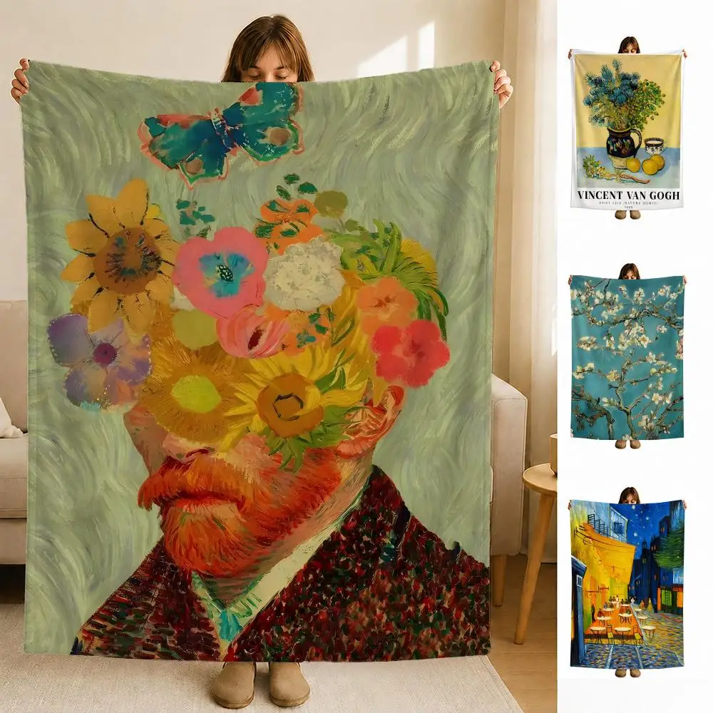 artist V-Vincent van G-Gogh Throw Soft Flannel Blanket for Bed Bedroom Sofa Picnic Throw Skin-friendly Breathable Gift Cover