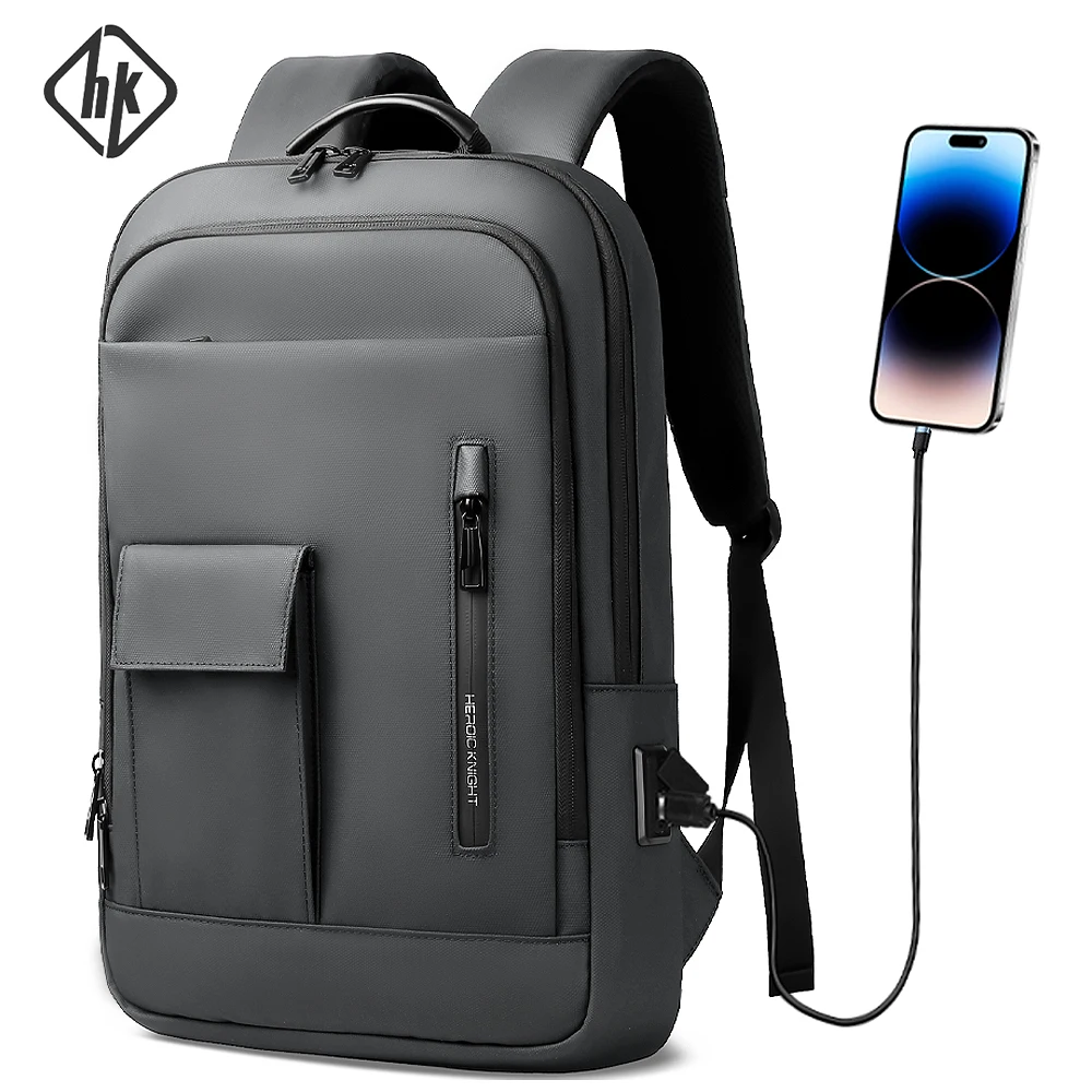 HK Multi-Pocket Backpack for Men Waterproof 15.6 Inch Laptop Backpack Anti-Theft Durable Travel Business Bag with USB Charging