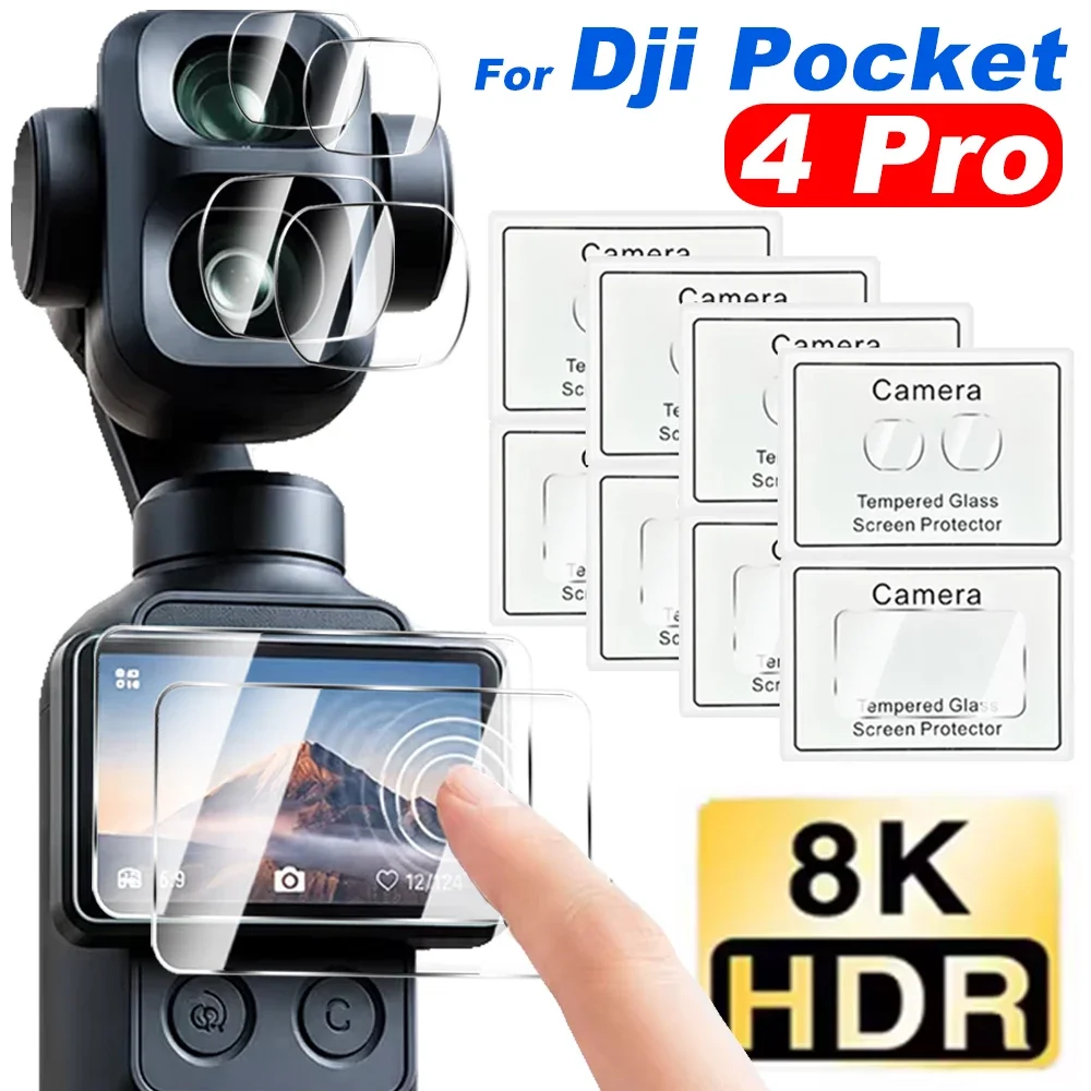 1/2/3Set For DJI OSMO Pocket 4 Pro Tempered Glass Pocket4P Lens Screen Protectors for Pocket 4P Camera HD Clear Protective Films