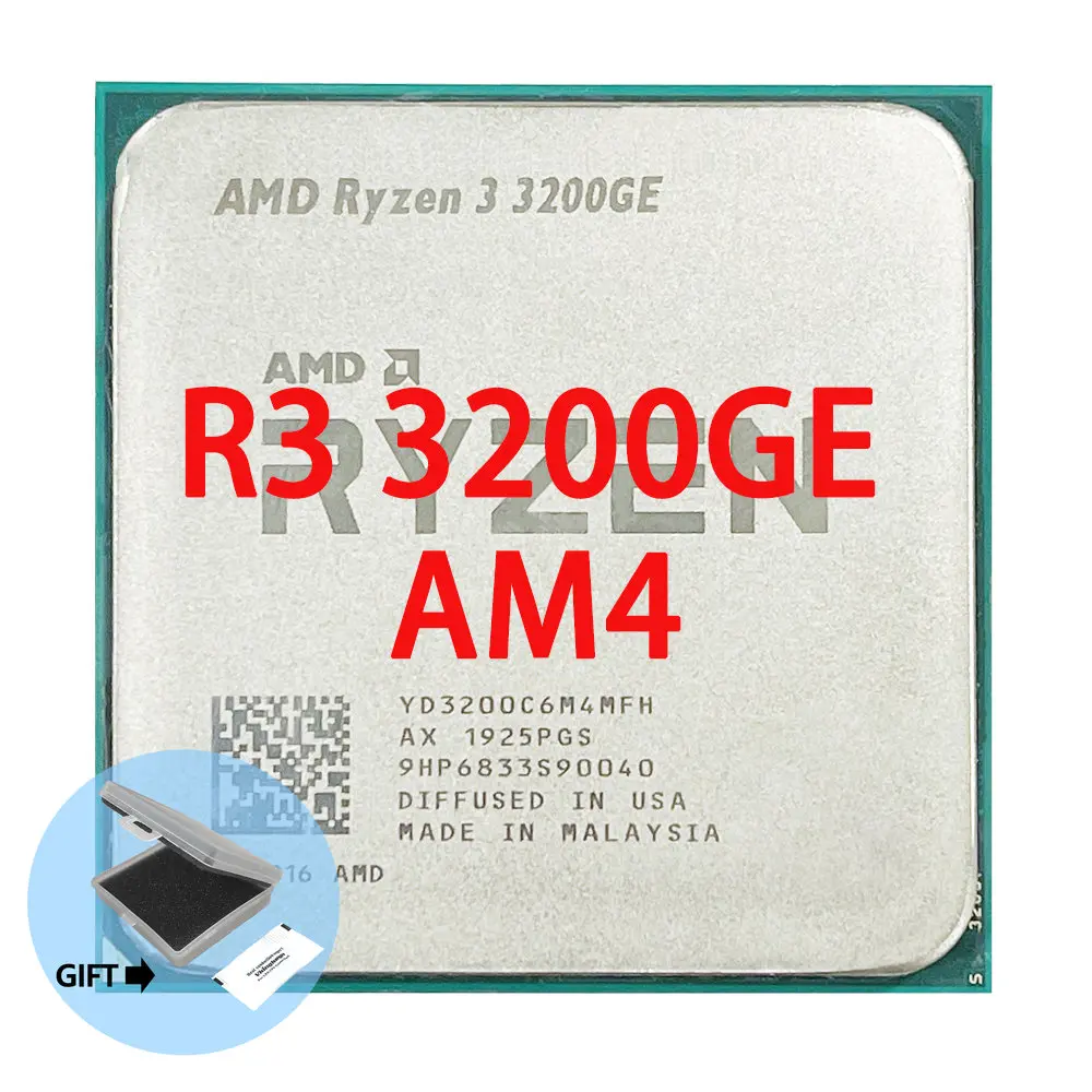 AMD Ryzen 3 3200GE R3 3200GE 3.3 GHz Quad-Core Quad-Thread 35W CPU Processor L3=4M YD3200C6M4MFH Socket AM4