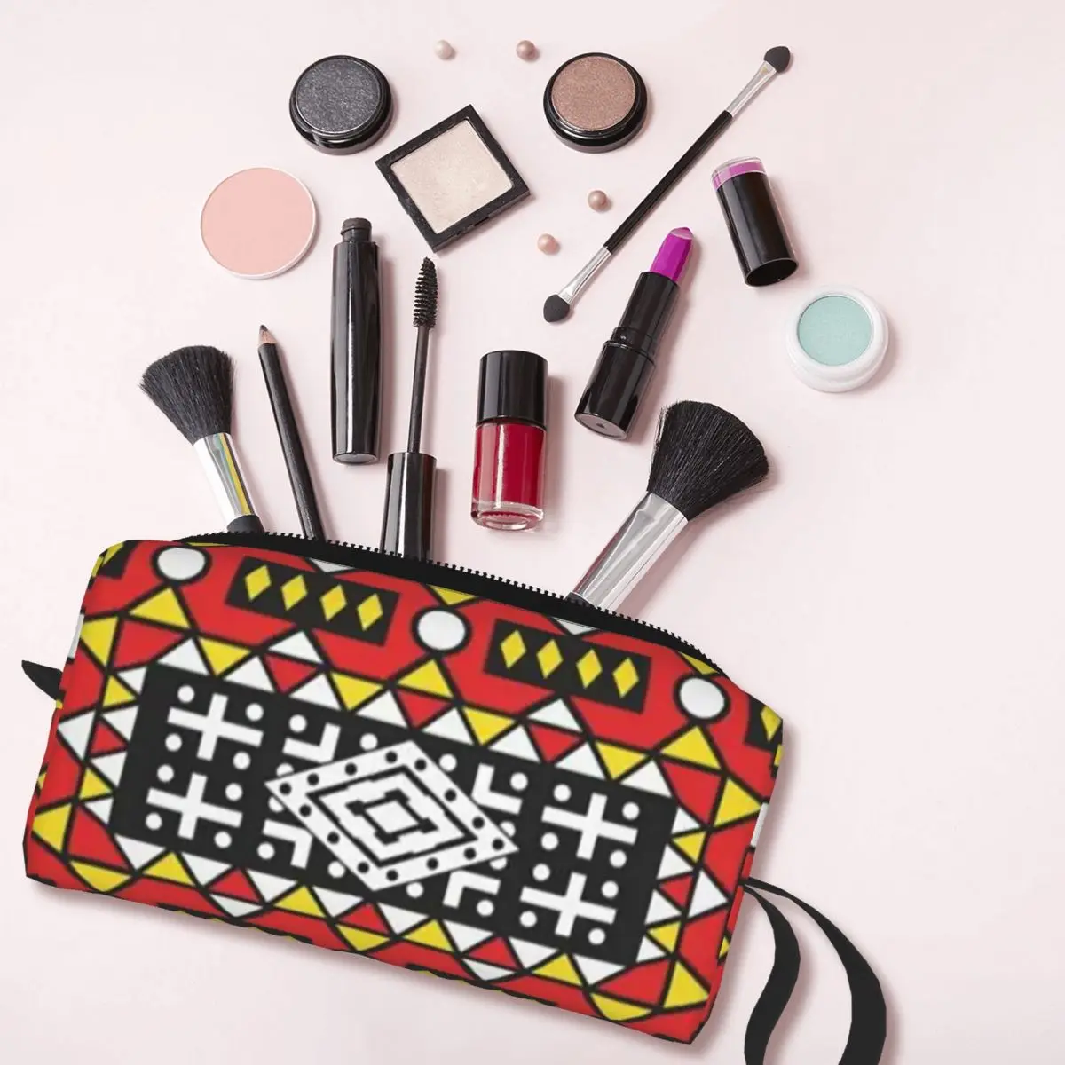 Kizomba Samakaka Ankara Makeup Bag Cosmetic Organizer Storage Dopp Kit Toiletry Cosmetic Bag for Women Beauty Travel Pencil Case