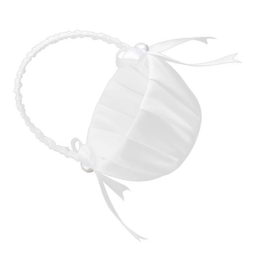 2 قطعة سلة زهور مزينة باللؤلؤ العتيق باقة زفاف عروس أنيقة محمولة خفيفة الوزن لتزيين الحدث لبتلة الزهور