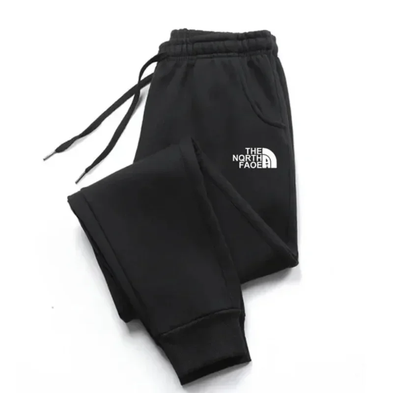 Thick Thermal Men Sports Sweat Joggers, Multi Storage Pockets, Timeless Logo Print, Great Companion for Winter Hiking Trips