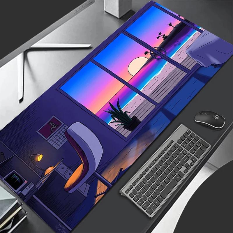 Large Gaming Mousepad XXL Keyboard Gamer Mouse Pad on The Table Speed Desk Mat Anime Beautiful Urban landscape Mouse Mats