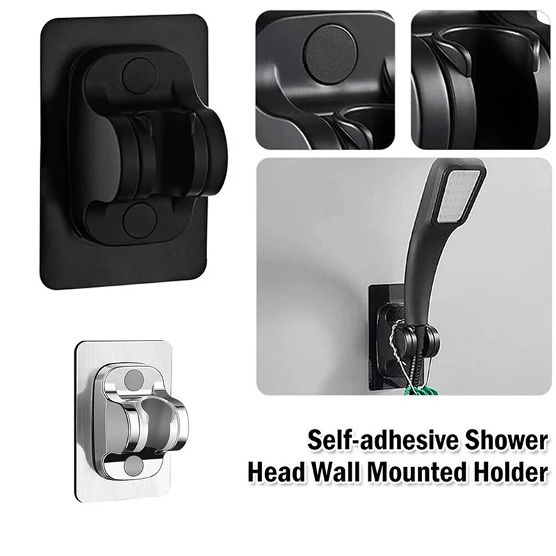 Universal Showerhead Holder Bathroom Wall Mounted Punch Free Self-Adhesive Adjustable Wall Mounted Fixed Base Plate Bracket